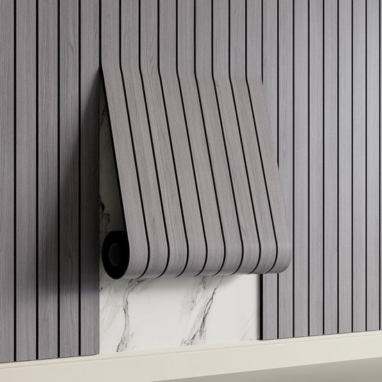 Selbstklebende 3d-wandpaneele – Graue Eichenoptik – Pvc-paneel 300 X 40 Cm, Geeignet Für Wände Und Decken – Schalldämmung