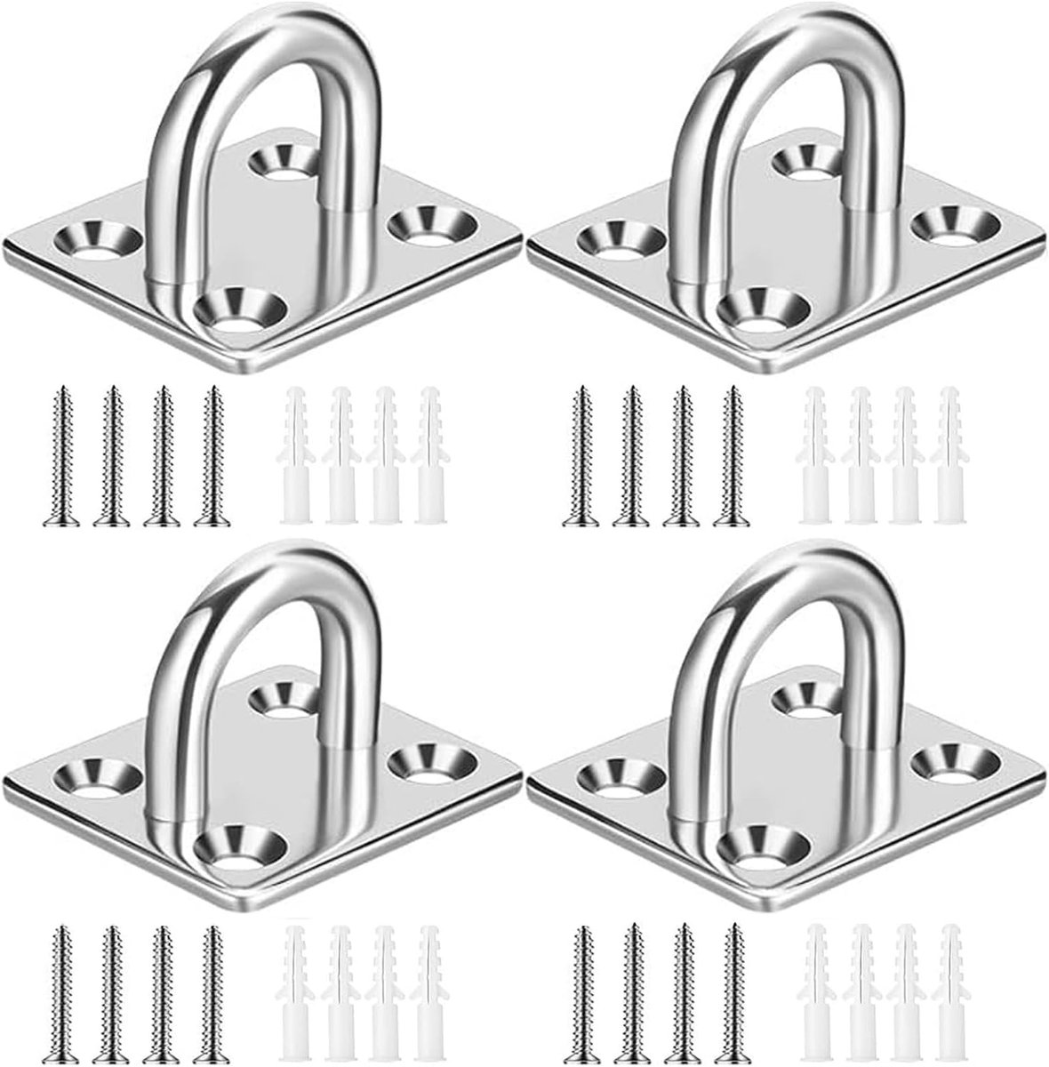 4 Robuste Aufhängeringe Mit U-förmigen Canvas-haken – Quadratisch – M5 Wand- Und Deckenhaken Zum Aufhängen Von Hängematten – Edelstahl 304
