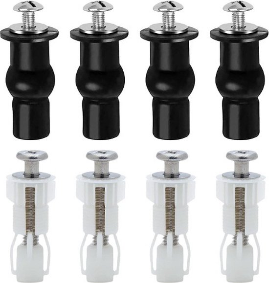 8-teiliges Universal-scharnierset Für Wc-sitze – Montage-set Für Wc-sitze – Edelstahl – Schwarz, Weiß – Wc-sitzteile – 44 X 18 Mm