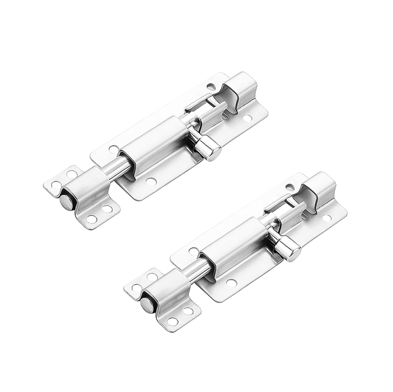 Zweiteiliges Set Aus 3-zoll-türschlössern Aus Silberfarbenem Edelstahl Mit Schieberiegeln, Geeignet Für Toiletten, Terrassen, Garagen, Schuppen Und Innentüren.
