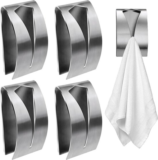 Geeignet Für Handtuchhaken, 4 Stück Selbstklebende Halter Für Bad Und Küche, 7,5 X 5 X 2,3 Cm, Silber