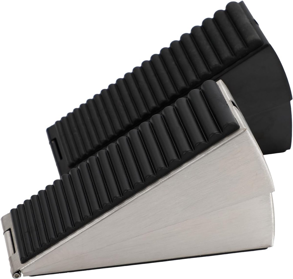 2-teiliger, Robuster Türstopper, Verstellbar, Schwarz, Silber, Gummi, Edelstahl, Für Beton- Und Fliesenböden