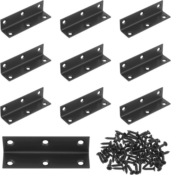 10-teiliges Set Schwarzer 90-grad-winkel-metallwinkel