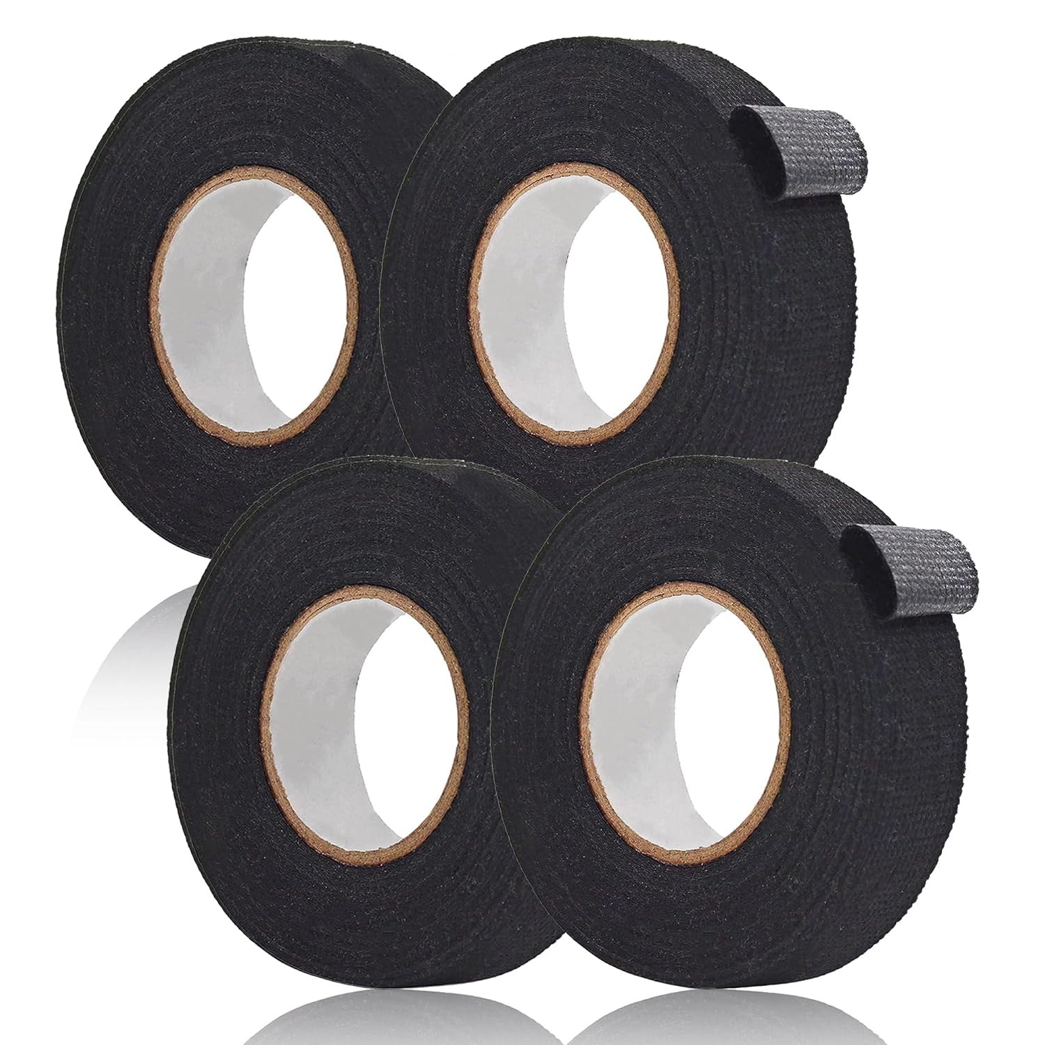 4 Rollen Schwarzes Textilklebeband – Für Kfz-kabelbäume – 19 Mm X 15 M