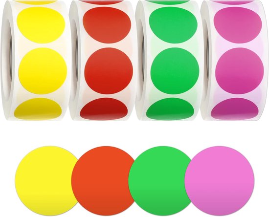 2000-teiliges Set Mit Beschreibbaren, Farbcodierten Markierungsaufklebern Mit 25 Mm Durchmesser Und Runden Etiketten, Punktmuster.