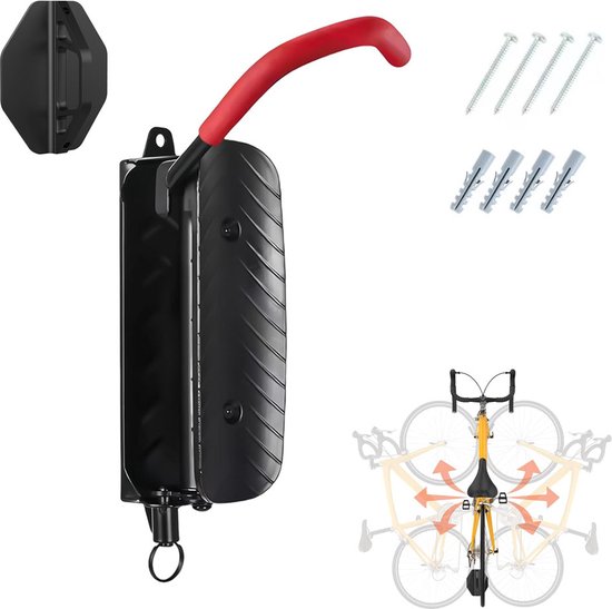 Drehbares Fahrradaufhängungssystem, Fahrradhaken, Fahrradaufhängungshalterung, Fahrradaufbewahrung, Wandhalterung Für Fahrräder, Fahrradständer, Schwarz/rot
