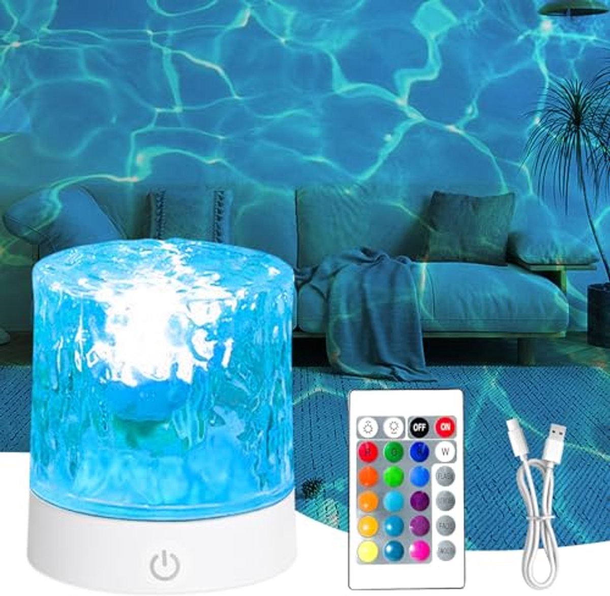 Ozeanlampe – 16 Farben Mit Usb-anschluss, Wiederaufladbarer Aurora-projektor, Ozeanlampe Mit Fernbedienung, Rotierendes Nachtlicht & Sternenhimmel-projektor – Roo