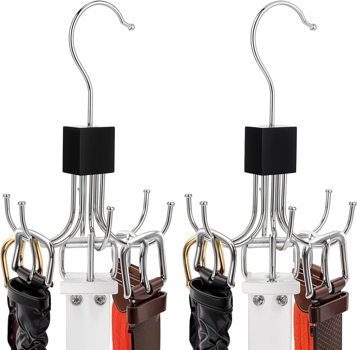 2 X Drehbarer Krawattenhalter – Platzsparender Metallorganizer Für Taschen Und Krawatten Mit 360°-drehung
