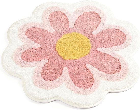 Weicher, Rutschfester Runder Badezimmerteppich Mit Blumenmuster, Flauschige Badematte Als Bodendekoration (rosa)