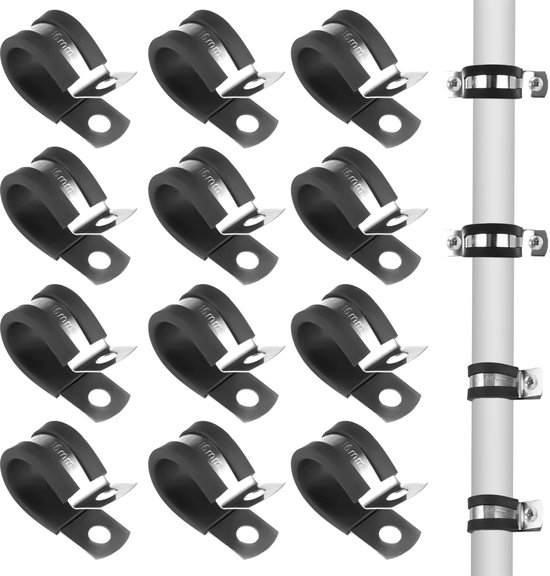 12er-packung 30 Cm Lange P-klemmen Aus Edelstahl 304 Mit Gummi-, Schlauch- Und U-förmigen Rohrschellen Für Rohre, Leitungen, Kabel Und Sanitärinstallationen