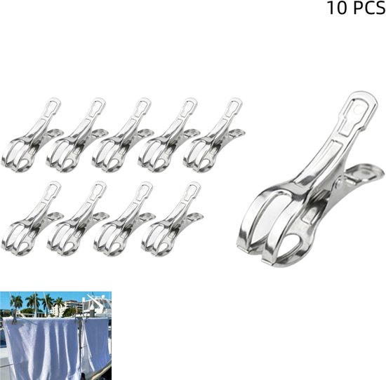 10er-pack Verbesserte Große Gartenclips, Edelstahl-gewächshaus- Und Bettbezugklemmen, Silberfarben, 8,5 Cm