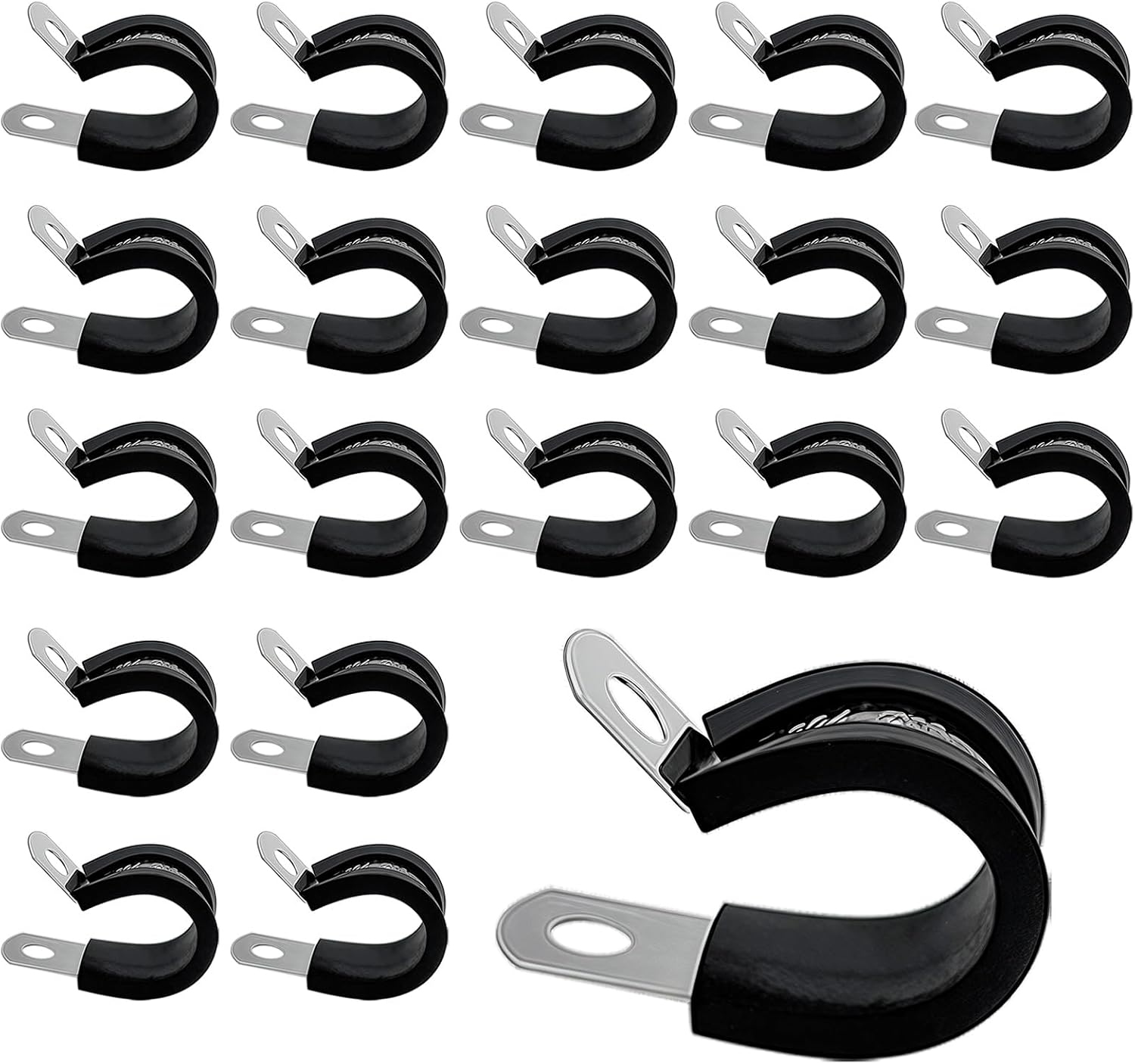 20er-packung 16-mm-p-schlauchschellen Mit Gummipuffern, Robuste Edelstahl-schlauchschellen