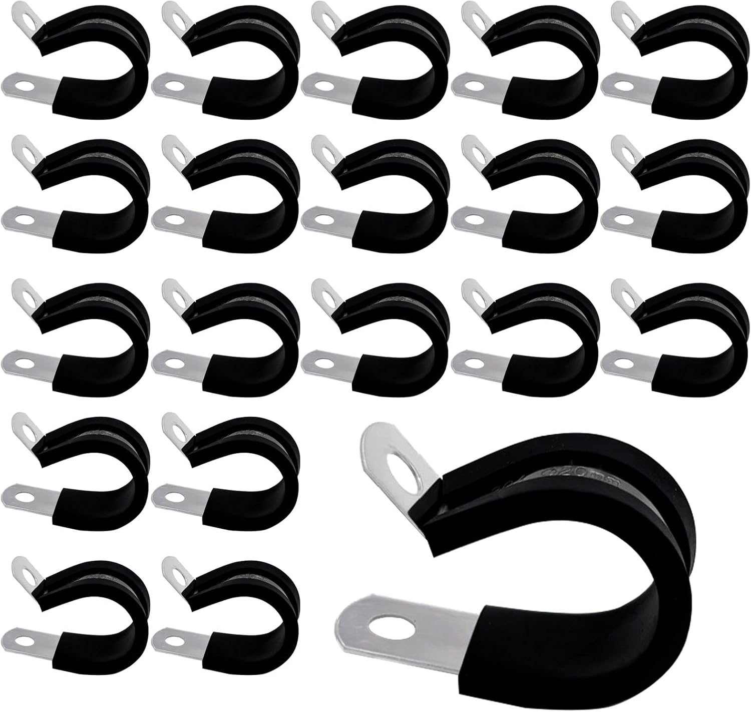 Packung Mit 20 Schlauchschellen Aus Edelstahl 304 (20 Mm) Mit Gummipuffern