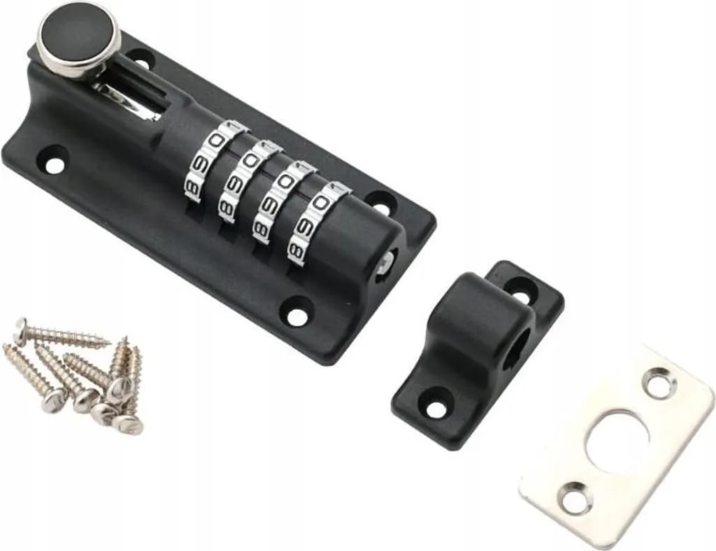 Türriegel – 120 Mm – Schwarz – Robust Und Langlebig – Inklusive Zahlenschloss Und Montagezubehör