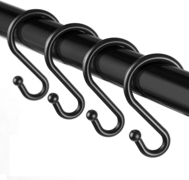 12-teiliges Set (schwarzer) Rostfreier S-haken Aus Metall, Geeignet Für Duschvorhänge, Küchenutensilien, Kleidung, Handtücher Usw.