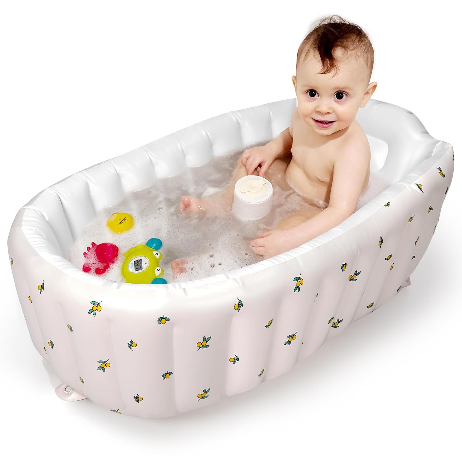 Aufblasbare Babybadewanne Für Kleinkinder Und Kinder – Selbstaufblasendes Design, Durch Drücken In Der Mitte Aufblasen – Tragbare Und Faltbare Reisebadewanne