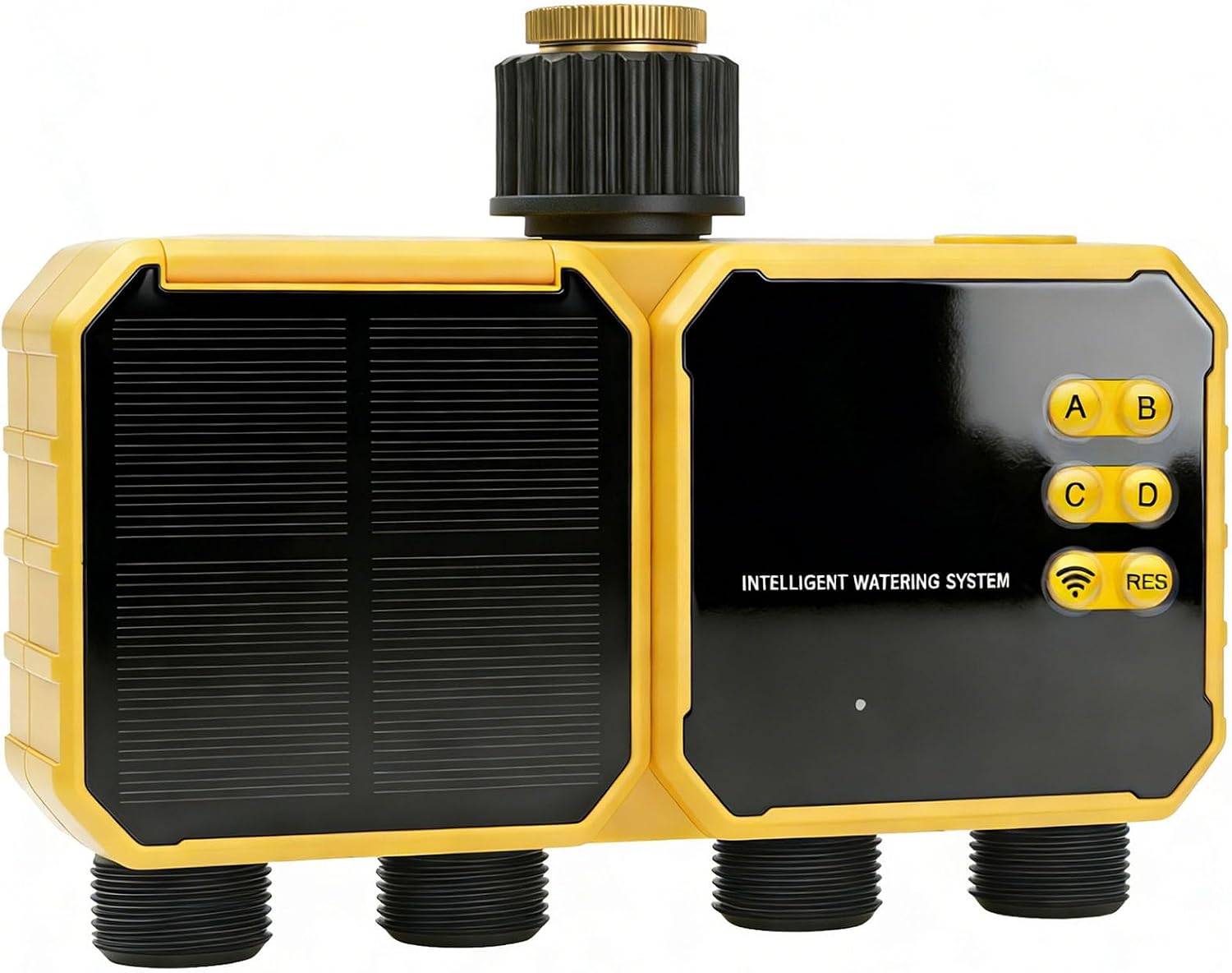 Intelligenter 4-zonen-bewässerungstimer Für Terrasse, Garten Und Landschaftsbau Mit Integriertem Regensensor, 2800 Mah Akku Und Solarbetrieb