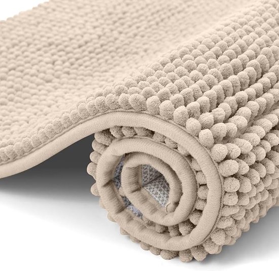 Badematten – Samtbadematte – Rutschfest – Weich Und Saugfähig – Maschinenwaschbar – 40 X 60 Cm – Beige