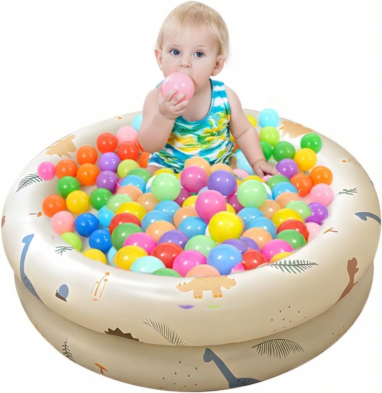 Aufblasbarer Pool – Verstärktes Design – Retro-look – Platzsparend – Familiengröße – Niedliches Modell – Für Drinnen Und Draußen Geeignet – Beige