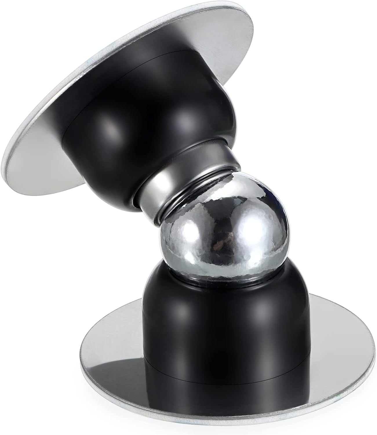 2 Magnetische Türstopper Mit Selbstklebender Befestigung, Kein Bohren Erforderlich, Metall, Schwarz