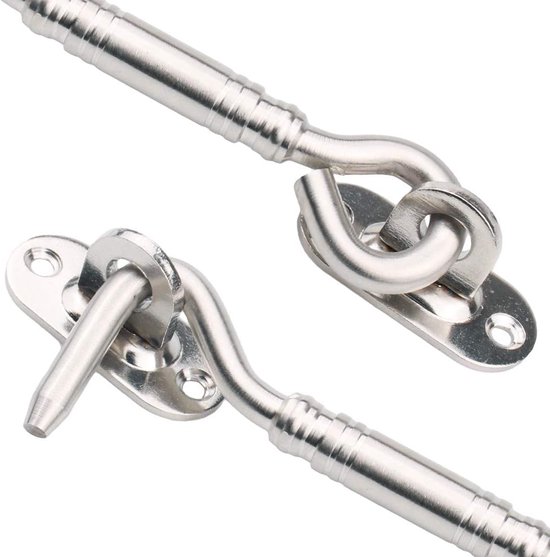 2 Stück 4-zoll-kabinenhaken Aus Edelstahl, Windhaken Und Ösenriegel, Hochleistungsschloss Für Schiebetüren, Fenster Und Schuppen (silber)