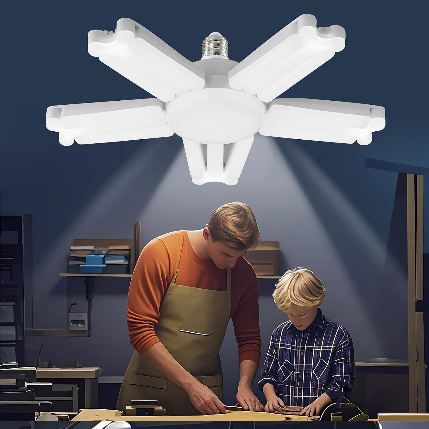 Led-deckenleuchte Für Garagen – Ultrahell (6500 K) – Form Veränderbar – E26/e27-schraubsockel – Geeignet Für Werkstatt, Keller, Dachboden Und Lagerhalle