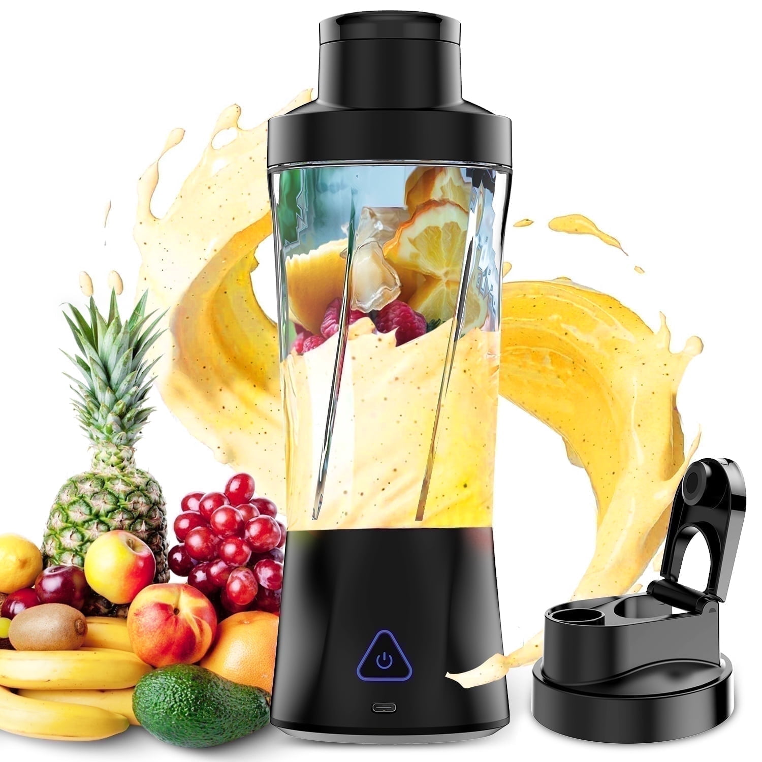Mixer, Entsafter Mit 6000-mah-akku, Usb-aufladung, Für Smoothies Und Cremes, 700-ml-saftbecher, 360-w-selbstreinigungs-standmixer, Für Zuhause, Büro Und Unterwegs