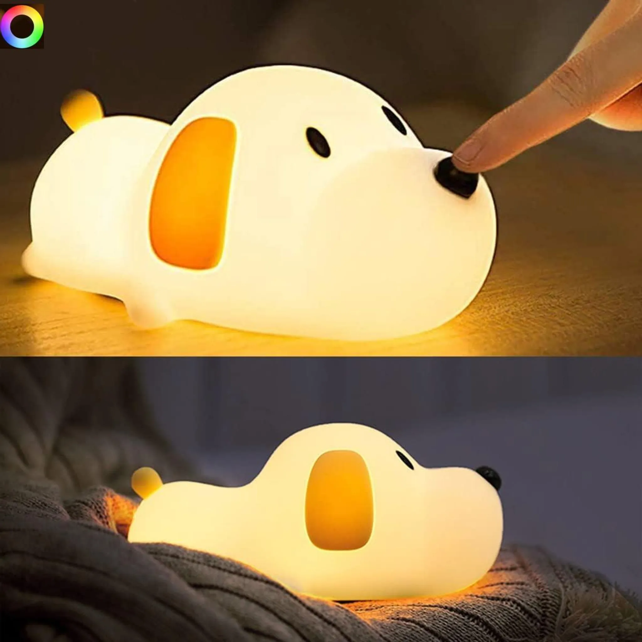 Led-nachtlicht Mit Silikon-hundemotiv, Usb-aufladbar, Timer Und Rgb-beleuchtung Für Kinderzimmer – Ideal Zum Einschlafen