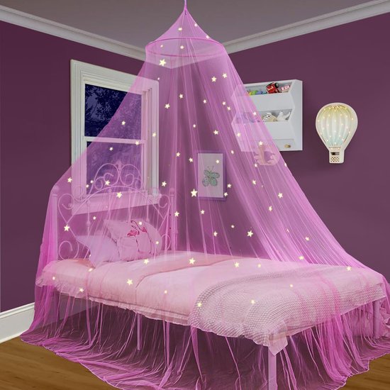 60 X 250 X 1250 Cm Großes, Kuppelförmiges Moskitonetz Zum Aufhängen – Mit Leuchtenden Sternen – Ideal Als Baldachin Für Kinderbetten Und Matratzen – Einfache Montage