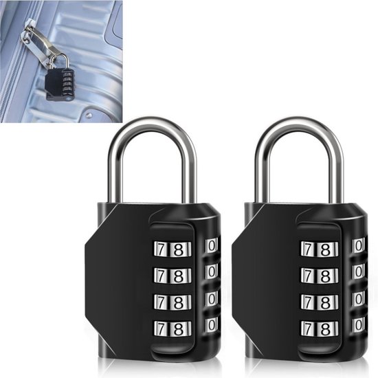 2er-pack – 8 X 4,2 X 2 Cm Schwarzes, Wasserdichtes 4-stelliges Zahlenschloss Für Spinde Und Fitnessstudios