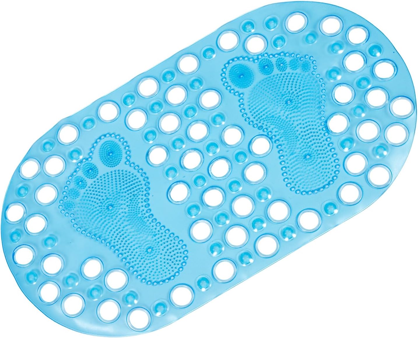 Rutschfeste Fußmassagematte Fürs Badezimmer, Transparent Blau, Aus Komfortablem, Rutschfestem Material, Mit Fußpedal-reinigungsfunktion, Saugfähig