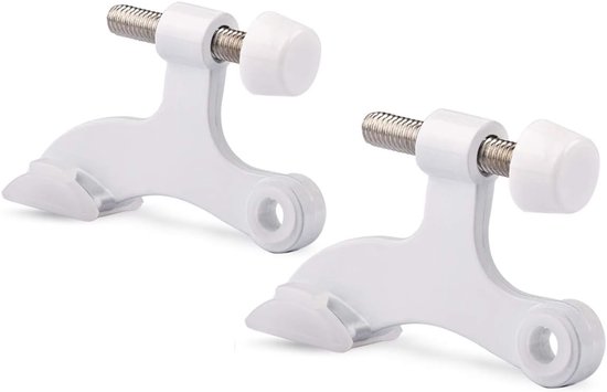 Zweiteiliger Türstopper Mit Scharnierstift, Gebürstete Satin-oberfläche – Verstellbarer, Stabiler Türstopper Mit Scharnierstift Und Weißer Gummiauflage, Silberfarben