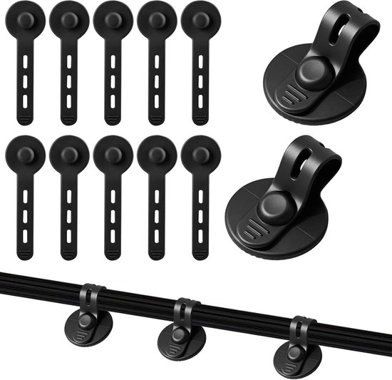 Kabelmanagement-clips – Schreibtisch-kabelhalter – Schreibtisch-organizer – Verstellbares Silikonmaterial – 12er-pack – Schwarz