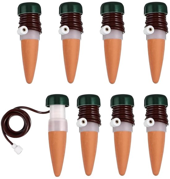 Automatisches Pflanzenbewässerungssystem – Selbstbewässerungssystem – Pflanzenpflege – Keramik-tropfbewässerung – 8er-pack – Braun