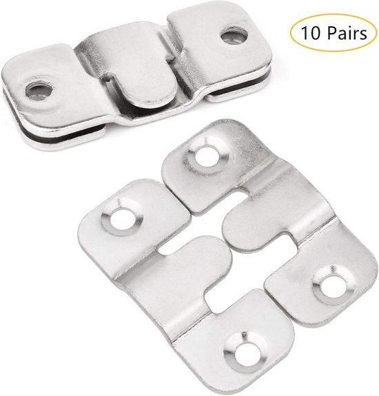 (10 Paare, S), Möbelverbinder, Versenkte Montagehalterung, Wandmontagehaken Aus Massivem Metall Für Bilderrahmen Zum Aufhängen Von Fotos, Bildern Oder Spiegeln.