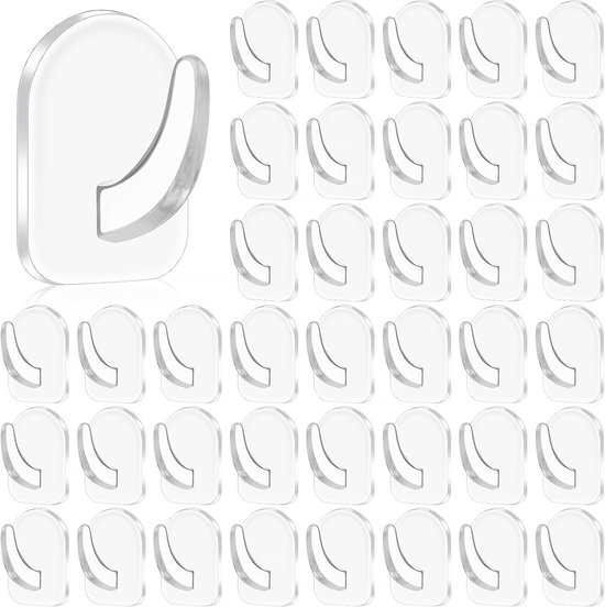 40er-packung Transparente, Superstarke Mini-klebehaken, Mit Klebstoff, Maximale Traglast 2 Kg, Kein Bohren Erforderlich, Für Wohnzimmer, Küche Und Badezimmer