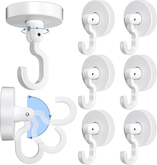 6-teiliges Set Selbstklebender Wandhaken, Kein Bohren Erforderlich, 360° Drehbare Deckenhaken Für Küche Und Bad, Max. 5 Kg