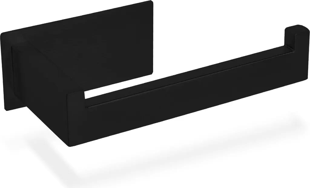Selbstklebender Toilettenpapierhalter, Edelstahl 304, Schwarz, Quadratisch.