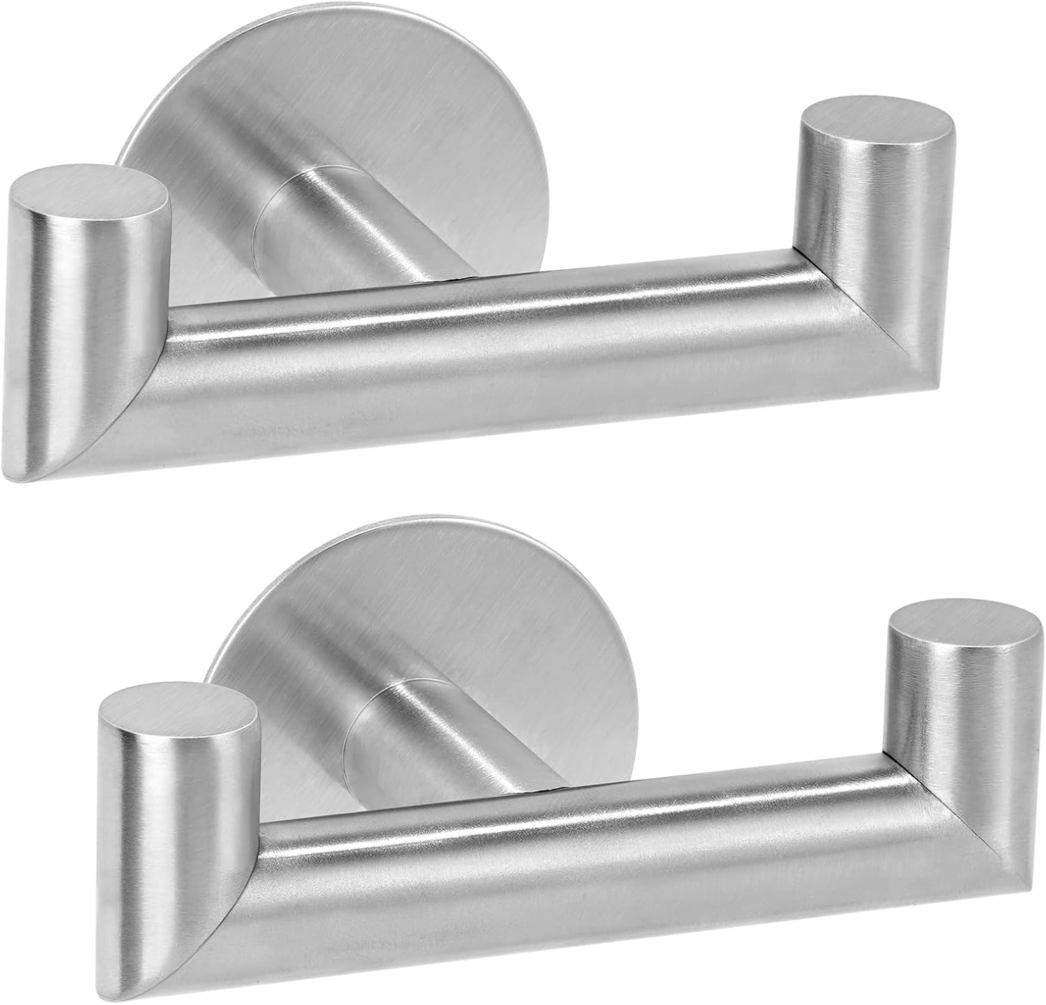 Doppelseitig Klebende Wandhaken, 2er-pack Handtuchhalter Für Badezimmer, Edelstahl, Küchenhandtuchhaken, Wandmontierter Garderobenständer Ohne Bohren, Silber.