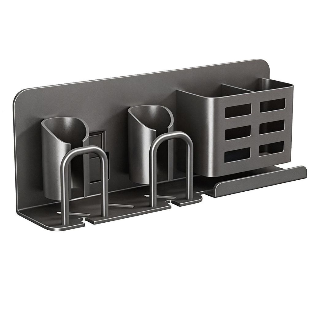 Selbstklebender, Wandmontierter Zahnbürstenhalter Aus Aluminium, Fürs Badezimmer, Kein Bohren Erforderlich, Zur Aufbewahrung Von Zahnbürsten, Zahnpasta, Bechern Und Kämmen.