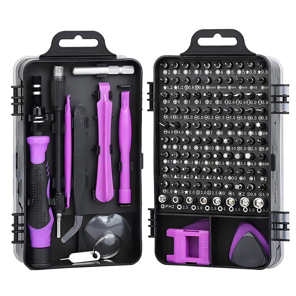 Lila Magnetisches Schraubendreher-set, Elektronikreparatur-werkzeugset, Geeignet Für Iphone, Computer, Laptop, Handy, Mac, Diy, 115-in-1
