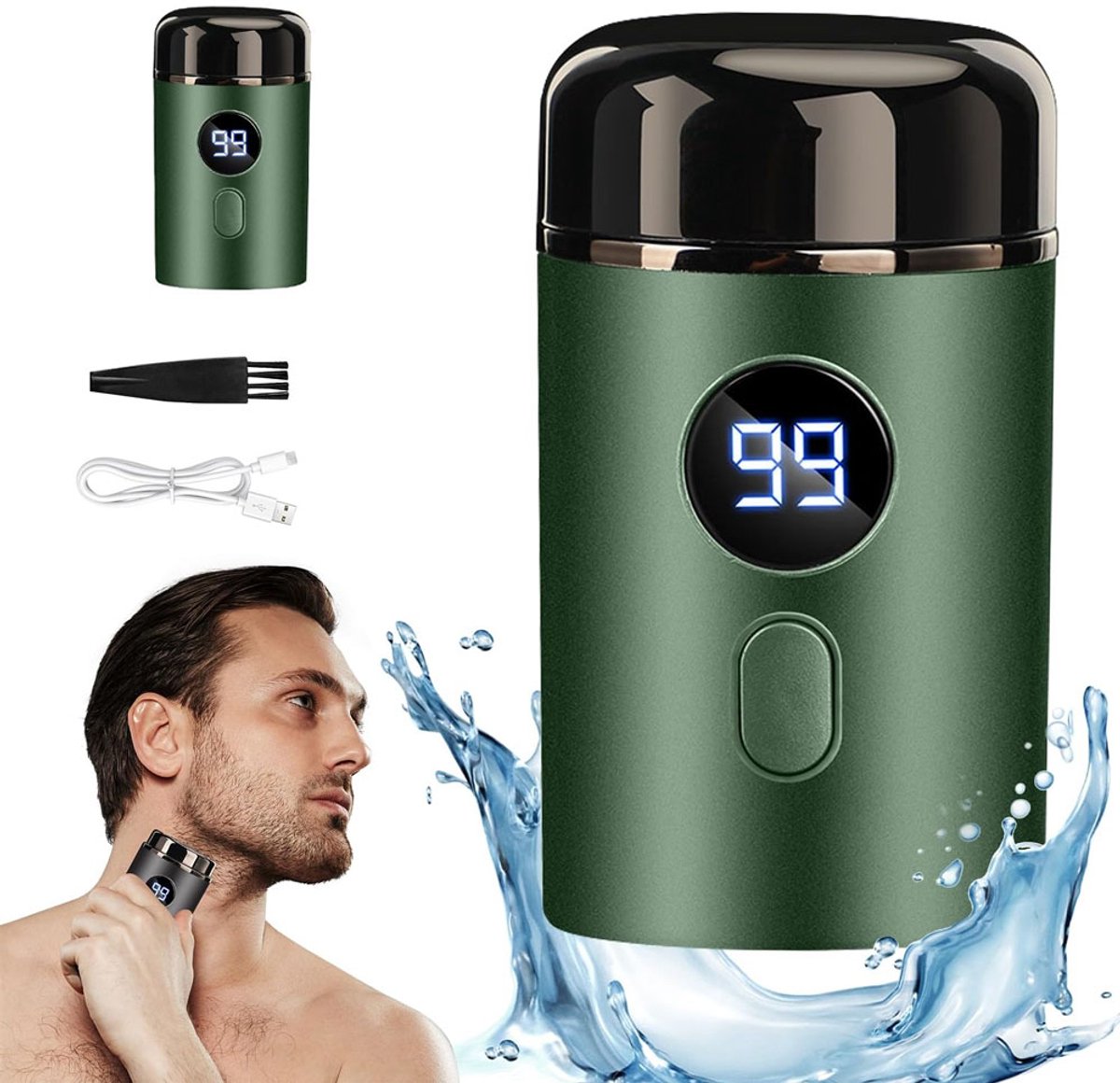 Rasierer – Tragbarer Elektrorasierer – Inklusive Eines Ersatzscherkopfes – Usb-aufladbar – Für Nass- Und Trockenrasur Geeignet – Grüner Herrenrasierer – Geeignet Für