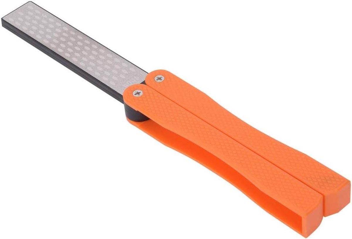 Doppelseitiger Messerschärfer Für Gartengeräte Und Messer, Orangefarbenes Design, Faltbarer Diamantschärfer