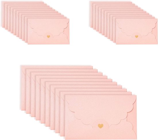 20 Mini-umschläge Aus Kraftpapier Mit Herzverschluss – Rosa/blau