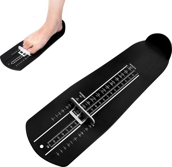 Fußmesswerkzeug, Universelles Messsystem, Kinderschuhgrößenmesser, Maximale Messlänge 31 Cm, Schuhgrößen 19–48, Schwarz