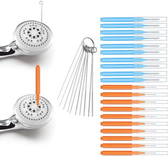 20-teiliges Duschkopf-reinigungsset, Klein – Geeignet Zum Reinigen Von Duschköpfen, Abflusslöchern, Trinkflaschen, Abflüssen Und Waschbecken – Orange, Blau