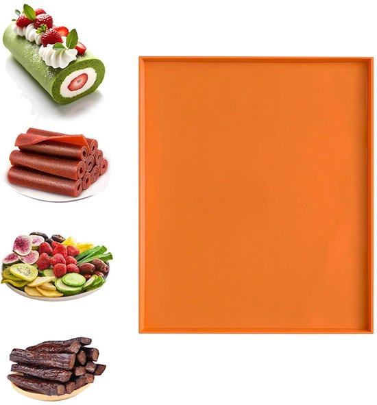 Silikon-backmatte, 30x25x0,9 Cm, Rollmatte - Flexibel Mit Rändern, Geeignet Zum Backen Von Keksen Oder Brötchen, Orange.