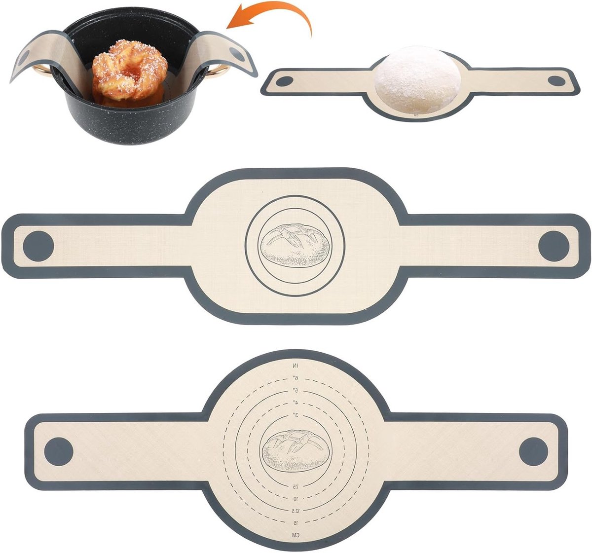 2 Silikon-backmatten Mit Langen Griffen, Wiederverwendbare Backmatten Für Brot Und Pizza, Ideal Zum Teigkneten Und Backen.