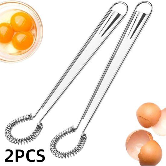 Zweiteiliges Schneebesen-set, Edelstahl, Manueller Milchaufschäumer, Kaffeerührer, Küchenutensil, Zum Aufschäumen Von Milch, Umrühren Von Kaffee Und Saucen, 21 X 3,8 Cm
