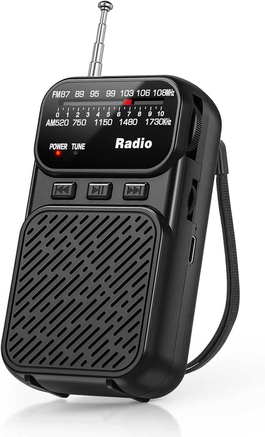 Kleines Tragbares Radio – Kompakt, Leicht, Einfache Bedienung, Starkes Signal, Notbeleuchtung Und Duale Stromversorgung (schwarz)